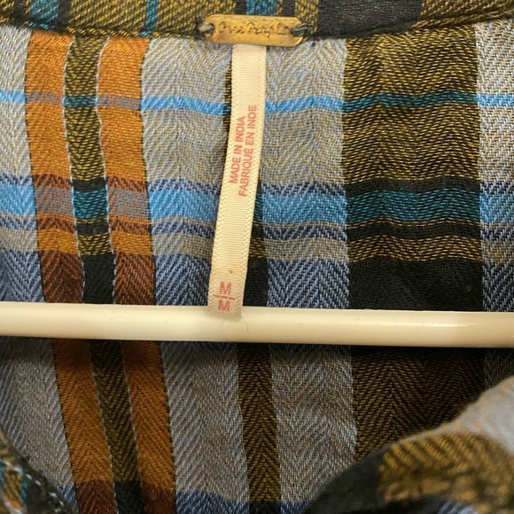 Free people magical plaid western boho floral button up coastal cowgirl shirt M - Picture 4 of 5